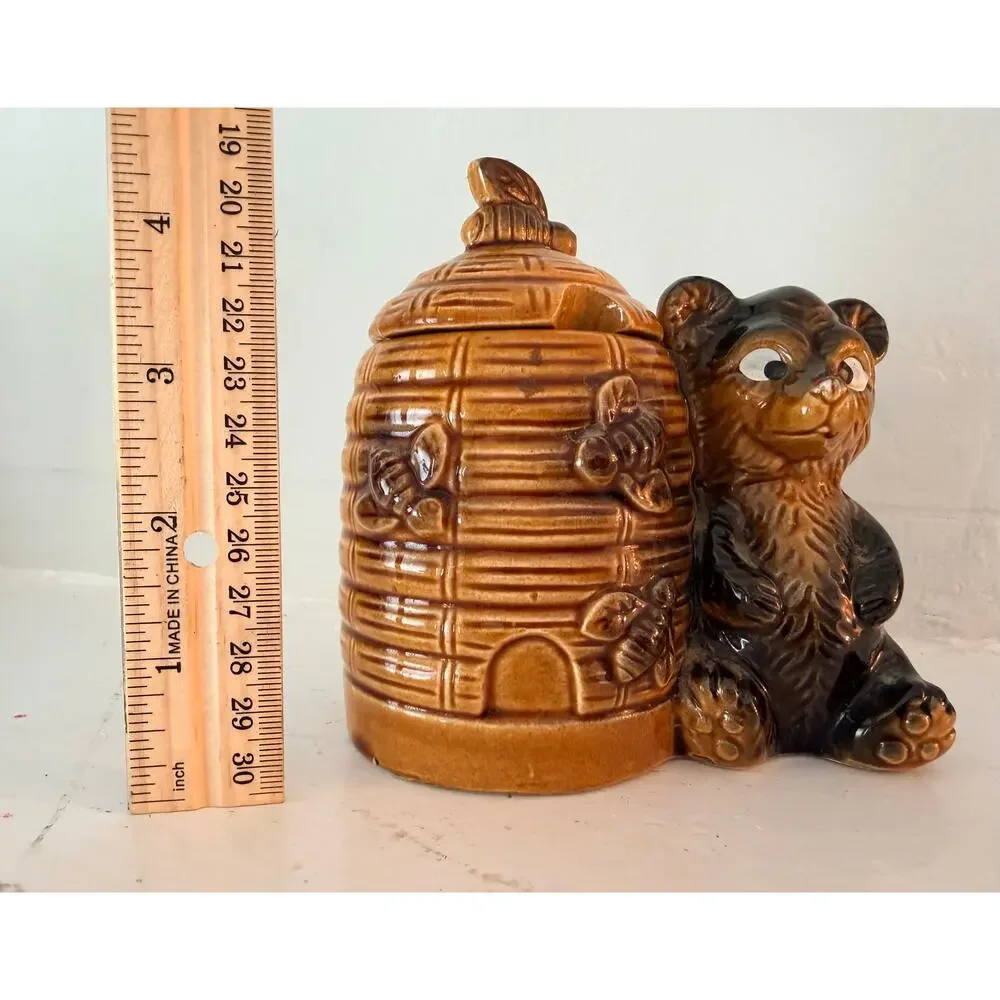 Armbee Bear Beehive Honey Pot Vintage Japan Ceramic Bees Kitschy Kitchen